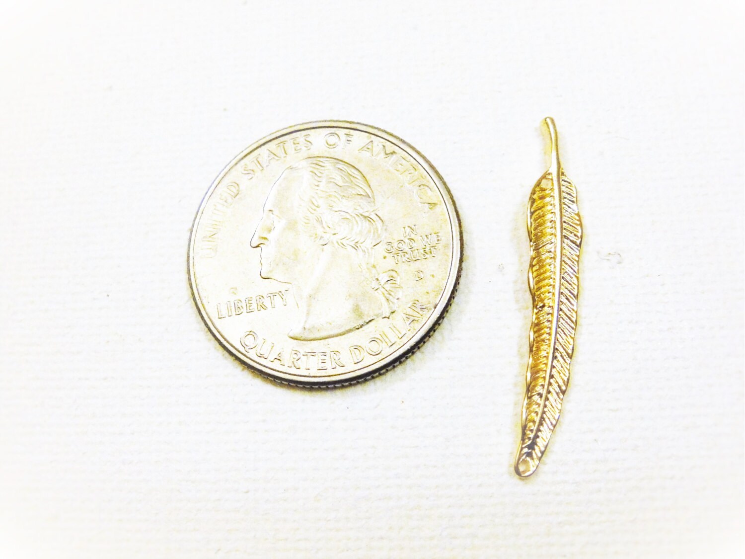 Vermeil, 18k Gold Over 925 Sterling Silver Feather Connector Charm ...
