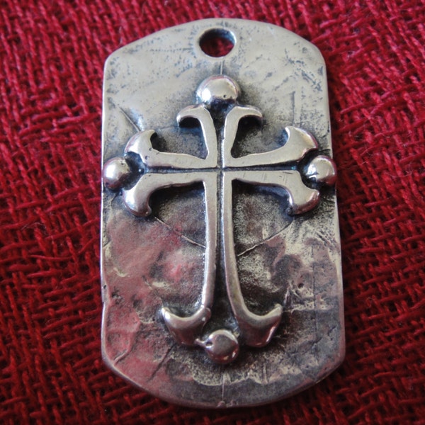 925 Sterling Silver Oxidized Cross pendant, Cross Dog Tag, pendant, sterling silver square pendant, pendant with cross, dog tag, cross