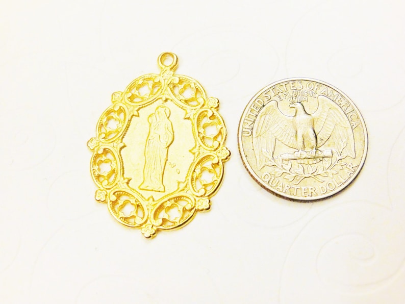 Vermeil 18k Gold Over 925 Sterling Silver Large Virgin Mary and Jesus ...