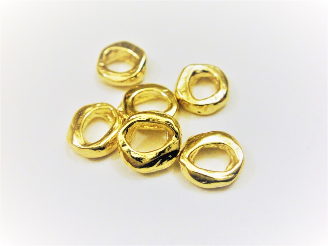 2 PC Vermeil, 18k Gold Over 925 Sterling Silver Round Spacer, Shiny ...