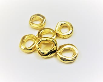 2 PC Vermeil, 18k gold over 925 sterling silver round spacer, shiny gold spacer, gold round spacers, vermeil spacers, round spacers