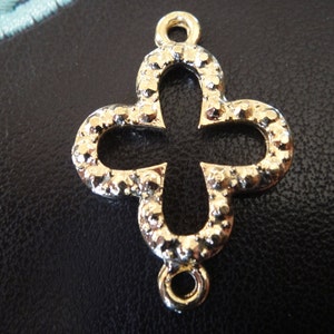 18k gold over 925 sterling silver sideways cross charm, connector, vermeil cross connector, charm, shiny gold, vermeil cross, sideways cross