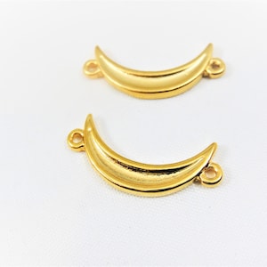 Vermeil, 18k gold over 925 sterling silver crescent Connector Charm - shiny or matte vermeil, astrology eclipse half wish moon link charm