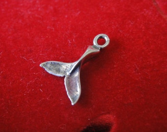 925 sterling silver Dolphin Fin Tail Charm - oxidized Dolphin tail, Whale tail charm, 1 pc.