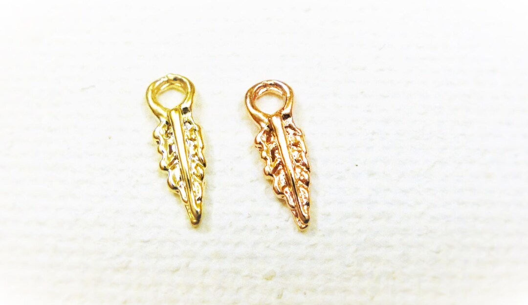 2pc Vermeil, 18k Gold Over 925 Sterling Silver Small Feather Charms ...