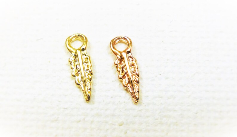 2pc Vermeil, 18k Gold Over 925 Sterling Silver Small Feather Charms ...