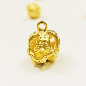 Vermeil, 18k gold over 925 sterling silver bali, matte gold round bead, vermeil round bead with loop, vermeil round bead, gold bead charm