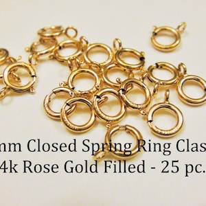 5.5mm Closed Spring Ring Clasps 14k Rose gold Filled, 25pc 5.5mm Closed Spring Ring Clasps, 14k rose gold filled., vermeil spring ring clasp