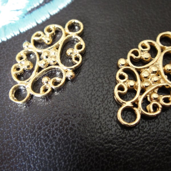 2 pc Vermeil, 18k gold over 925 Sterling Silver Flower Spacer, Connector and Link, Chandelier Earring Part and Component, vermeil connect