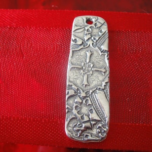 925 sterling silver rectangle pendant, charm, silver  rectangle pendant, rectangle pendant, large silver pendant, sterling silver cross