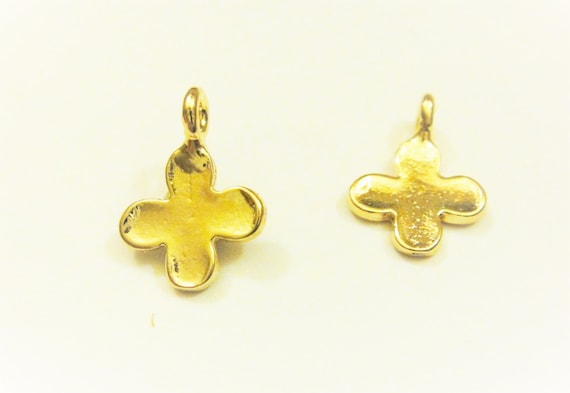 Petite Croix Trilobée En Vermeil Plaqué Or - 18x12 Mm - Bijou Vintage Occasion