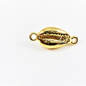 Vermeil, 18k gold over 925 sterling silver cowrie shell connector, shiny gold cowrie shell connector, shell connector, sea shell, cowrie