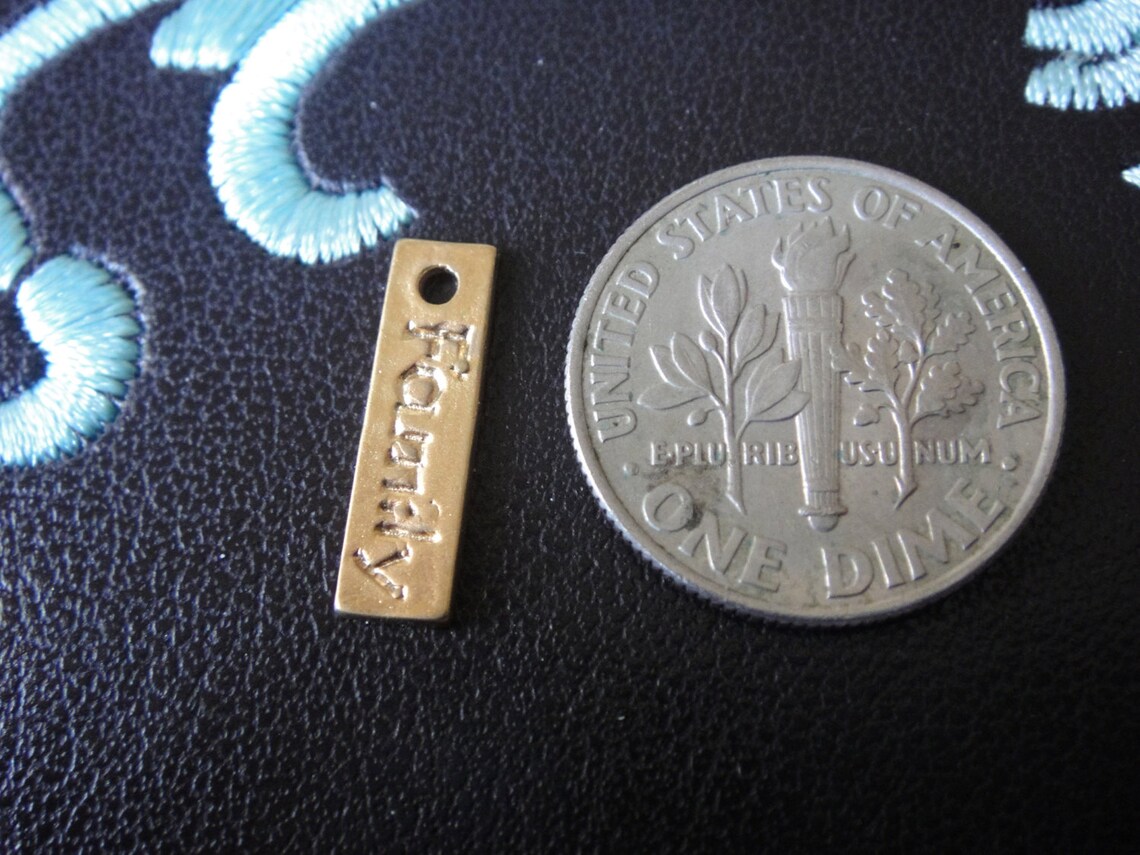 Vermeil, 18k Gold Over 925 Sterling Silver "family' Bar Pendant, Charm ...