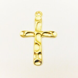 Vermeil, 18k gold over 925 sterling silver hammered cross, matte gold cross, vermeil hammered cross, cross, hammered cross, small cross image 2