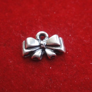 2 PC. 925 Sterling Silver Tiny Bow Charms -silver bow, small tiny little bow pendants, sterling silver bow charm, silver small bow charm,