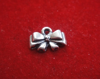 2 PC. 925 Sterling Silver Tiny Bow Charms -silver bow, small tiny little bow pendants, sterling silver bow charm, silver small bow charm,
