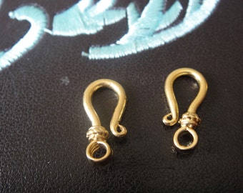 2 pc vermeil, 18k gold over .925 sterling silver hook clasp,vermeil clasps,vermeil hook clasp,vermeil clasp, clasp,hook clasp