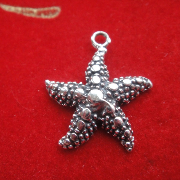 925 sterling silver oxidized starfish charm 1 pc., starfish charm,starfish, silver starfish, sea life