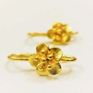 2pc Vermeil 18k gold over 925 sterling silver earring finding, matte gold flower earrings, vermeil earrings, flower, vermeil flower earrings