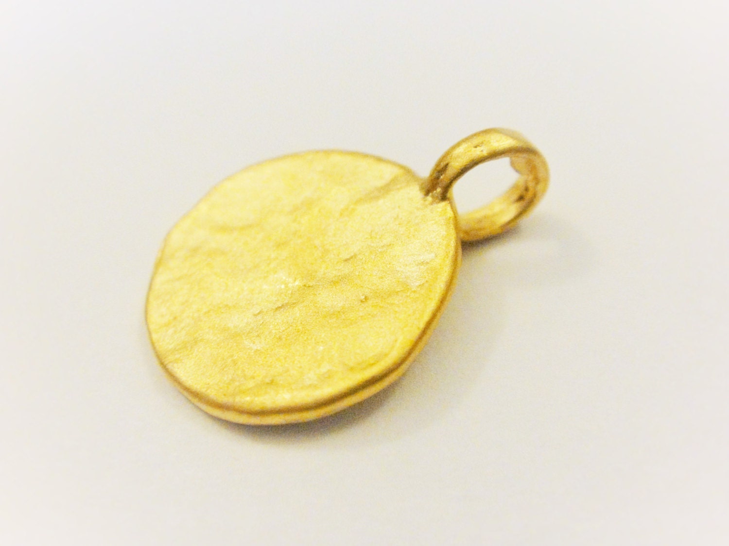 Vermeil, 18K Gold Over 925 Sterling Silver Hammered Blank Disc, Matte ...