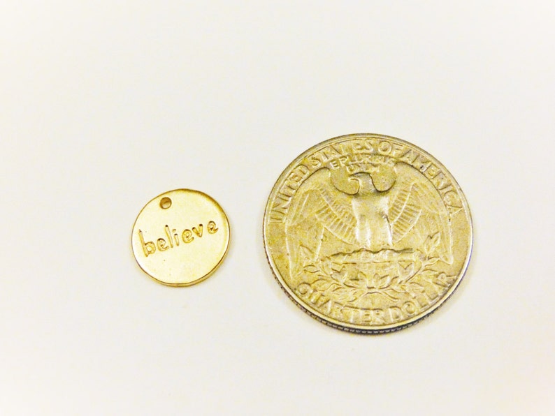 matte gold charm vermeil disc 18k gold plated sterling silver disc-believe