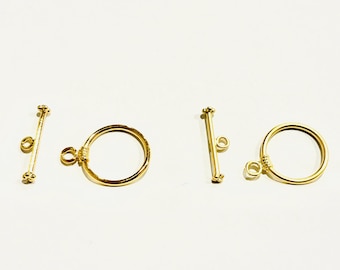 Vermeil, 18k gold over Sterling silver round clasp, shiny gold or matte gold circle clasp, vermeil circle clasp, circle clasp, gold clasp