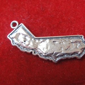California oxidized Sterling Silver -Sterling Silver Sunny California State Pendant, 925 sterling silver California charm, silver California