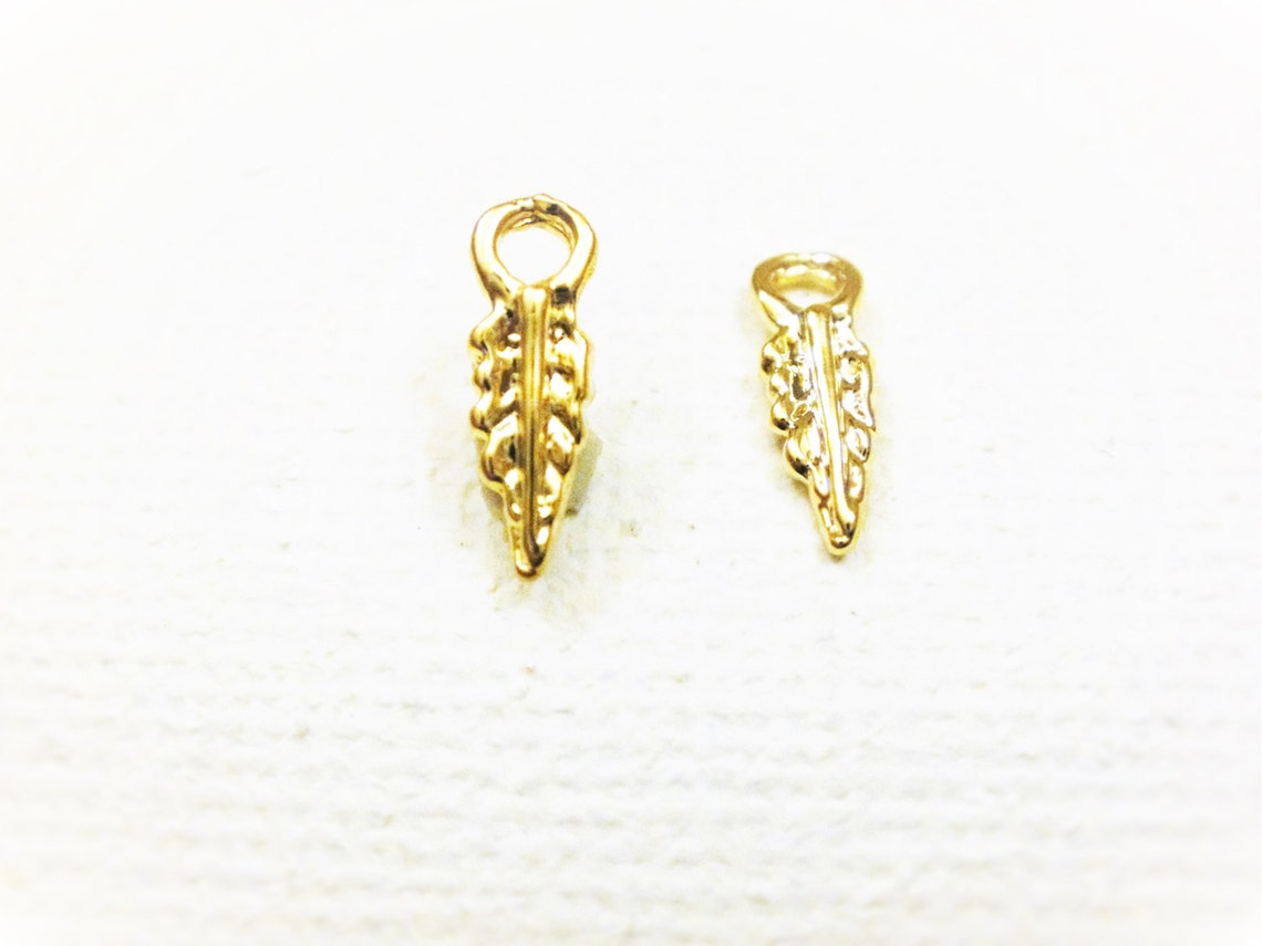 2pc Vermeil, 18k Gold Over 925 Sterling Silver Small Feather Charms ...
