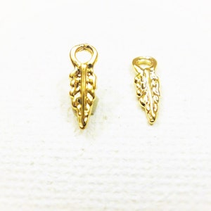 2pc Vermeil, 18k Gold Over 925 Sterling Silver Small Feather Charms ...