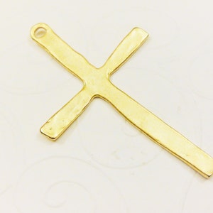 Vermeil, 18k gold over 925 Sterling silver  hammered large cross, matte vermeil  large cross, silver cross, cross pendant, flat cross charm