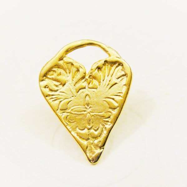 18k gold over 925 sterling silver heart charm or pendant 1pc., vermeil heart charm, heart charm, pendant, matte gold heart charm, gold heart