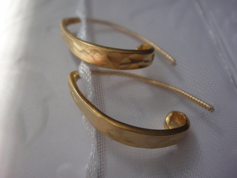 2 pc hammered flat front ear hooks Vermeil 18k gold over 925 sterling silver Flattened Front Earwires