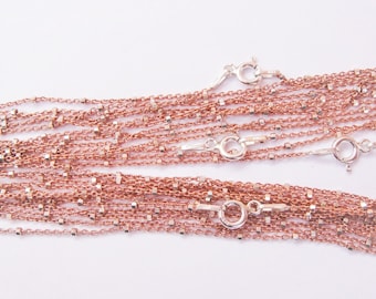 Rose gold , 18k rose gold over 925 sterling silver 2 tone necklace, rose gold silver necklace, two tone chain, bead chain  16", 18" and  20"