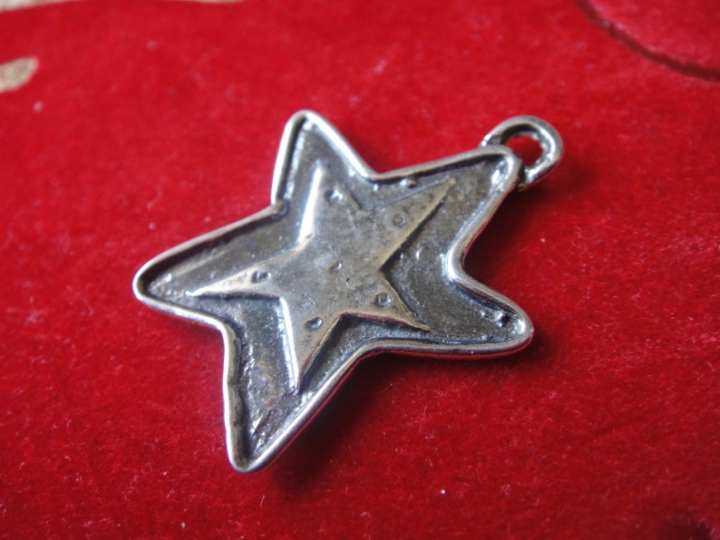 silver star charm star silver star 925 sterling silver oxidized STAR charm or pendant 1 pc.