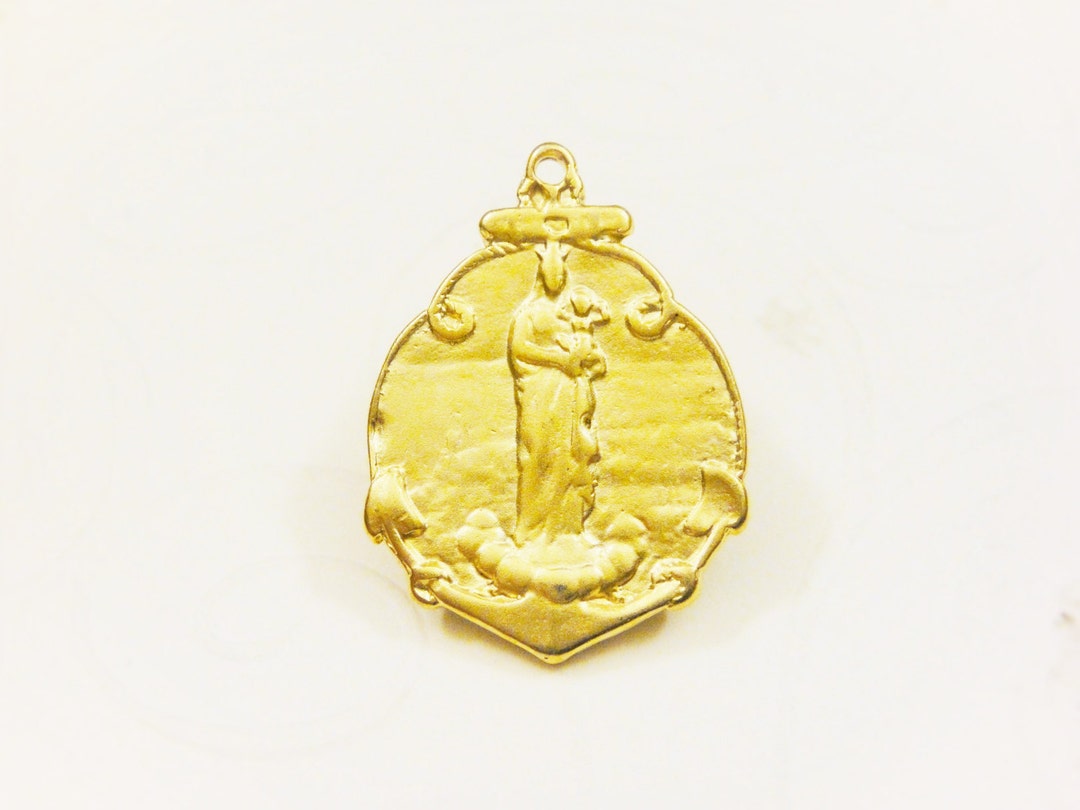 Vermeil, 18k Gold Over 925 Sterling Silver Religious Medal Holy Virgin ...