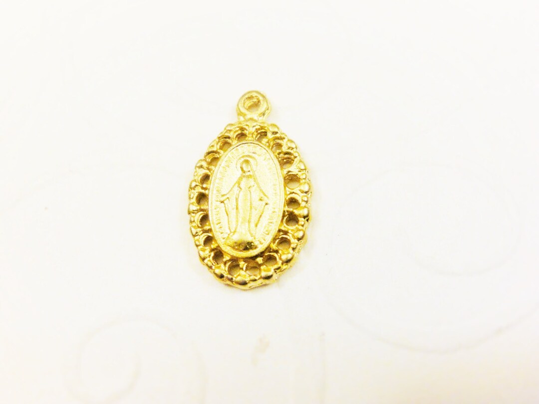 Vermeil, 18k Gold Over 925 Sterling Silver Small Virgin Mary Charm ...