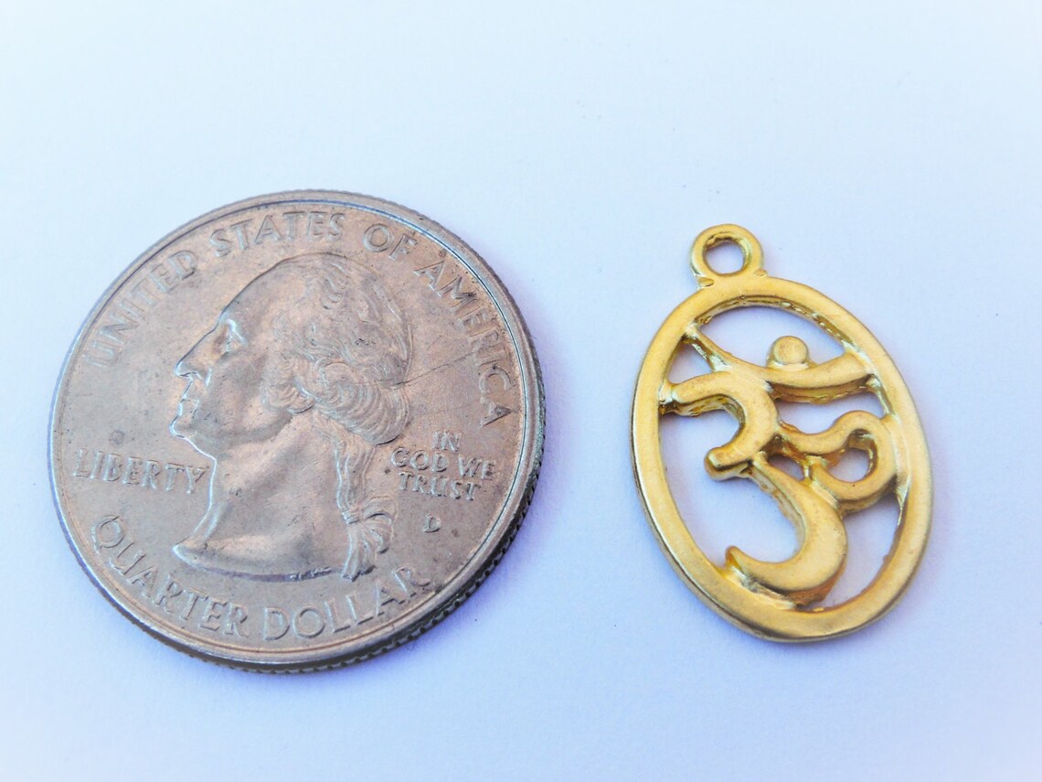 Vermei 18k Gold Over 925 Sterling Silver Om Charm Matte Gold - Etsy