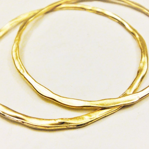 1 pc. Vermeil, 18k gold over 925 sterling silver hammered connector , matte vermeil open circle connector, large open circle, vermeil cricle