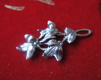 925 sterling silver oxidized leaf and flower charm or pendant, silver leaf and flower, silver finding, sterling silver leaf charm, leaf