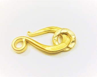 Vermeil, fermoir crochet en or 18 carats sur argent sterling 925, grand fermoir crochet en or mat, fermoir crochet en vermeil, fermoir crochet en argent, recherche de fermoirs