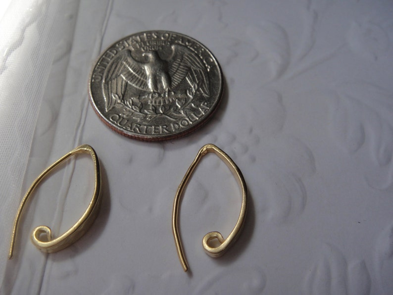 2 pc hammered flat front ear hooks Vermeil 18k gold over 925 sterling silver Flattened Front Earwires