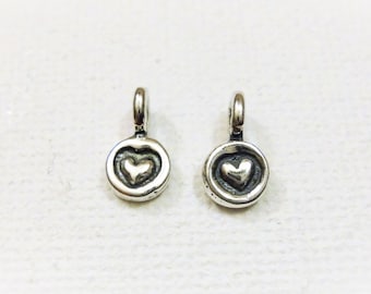 2pc 925 sterling silver heart charm silver heart, tiny heart, heart charms, small silver heart charms, heart charm, silver heart, tiny heart