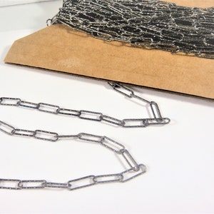 Sterling Silver Dia. Cut Drawn Cable Chain (Gunmetal) 10.5 x 3.5 mm, silver drawn cable chain, silver chain, drawn chain, drawn cable chain