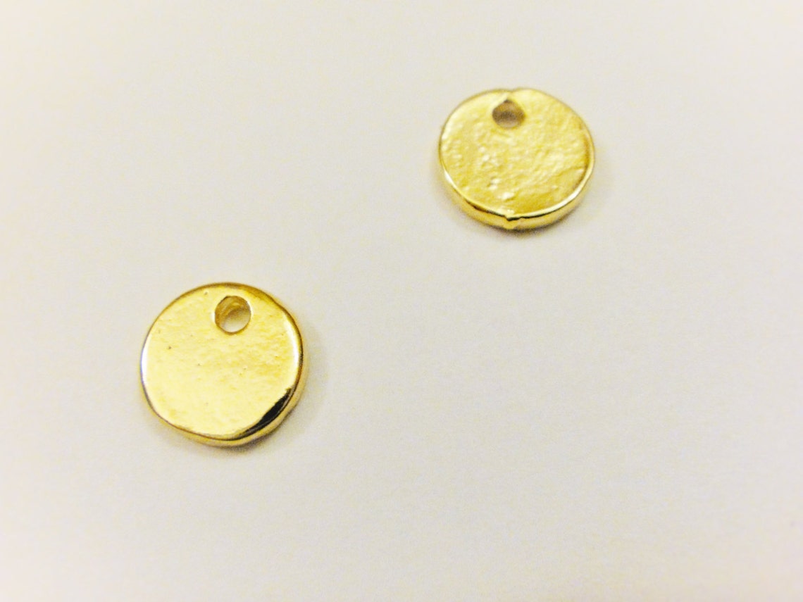 2 Pc Vermeil, 18k Gold Over 925 Sterling Silver Small Blank Disc, SHINY ...