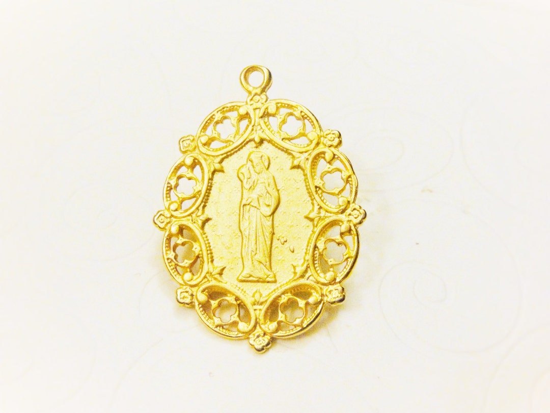 Vermeil 18k Gold Over 925 Sterling Silver Large Virgin Mary and Jesus ...