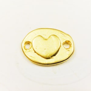 Vermeil, 18k gold over 925 sterling silver connector with heart, heart connector, gold connector with heart, matte gold heart