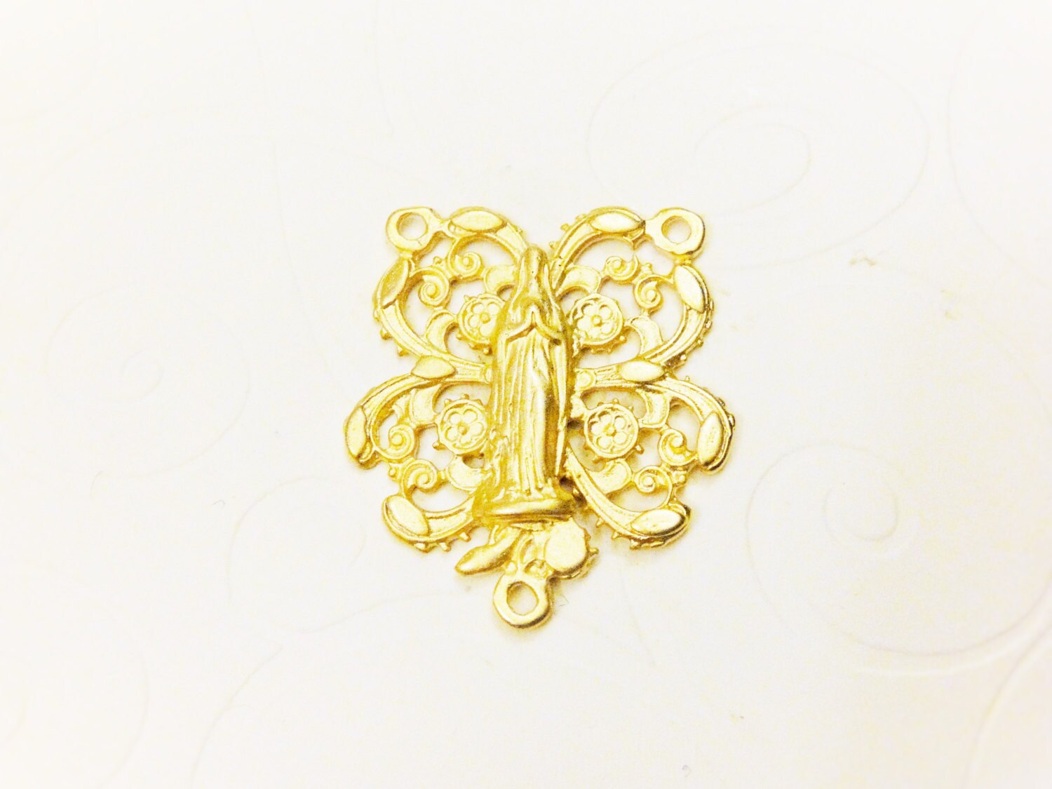 Veremil, 18k Gold Over 925 Sterling Silver Virgin Mary Connector, Matte ...