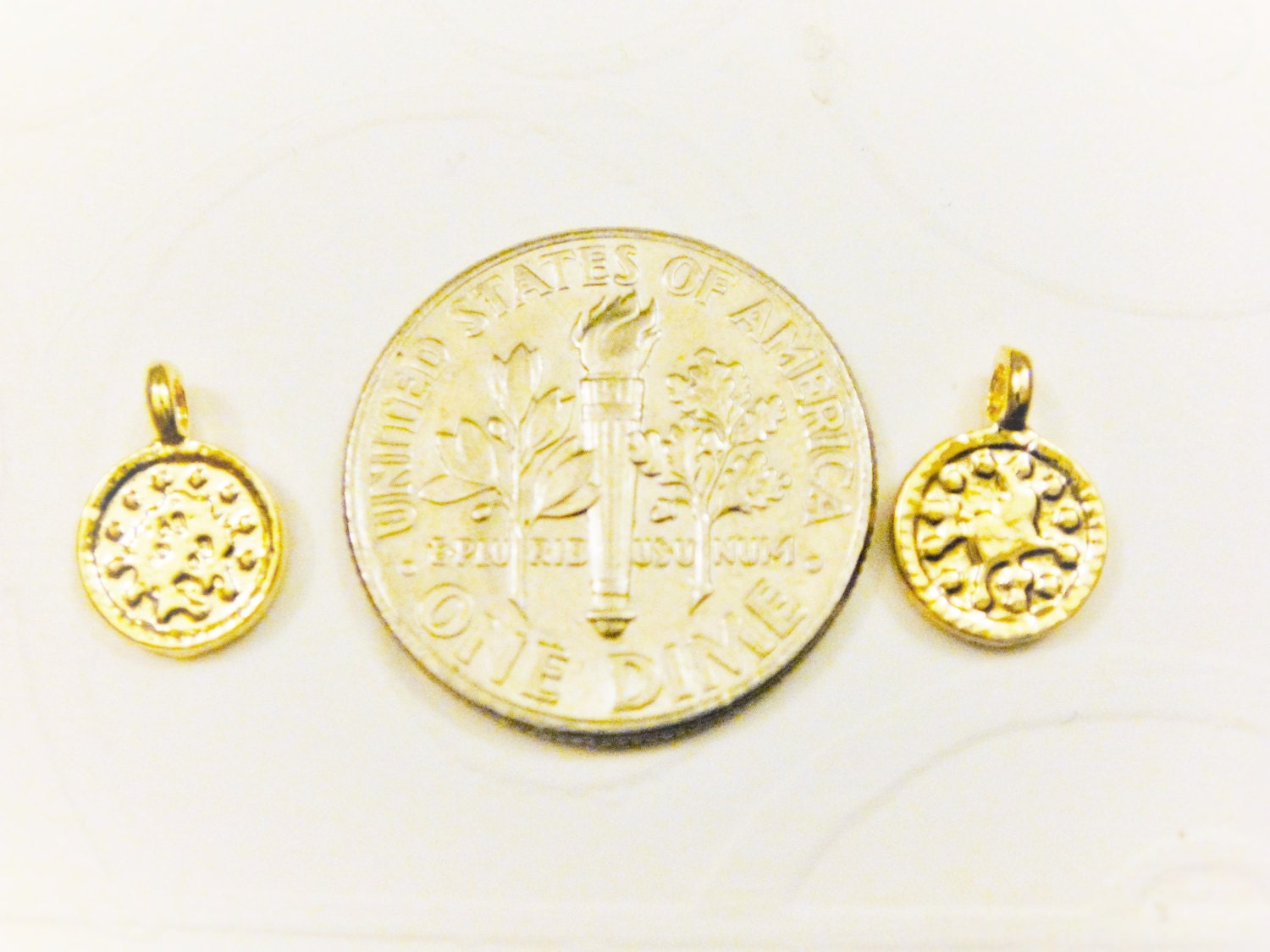 2 Pc. Vermeil, 18k Gold Over 925 Sterling Silver Round Circle Charm ...
