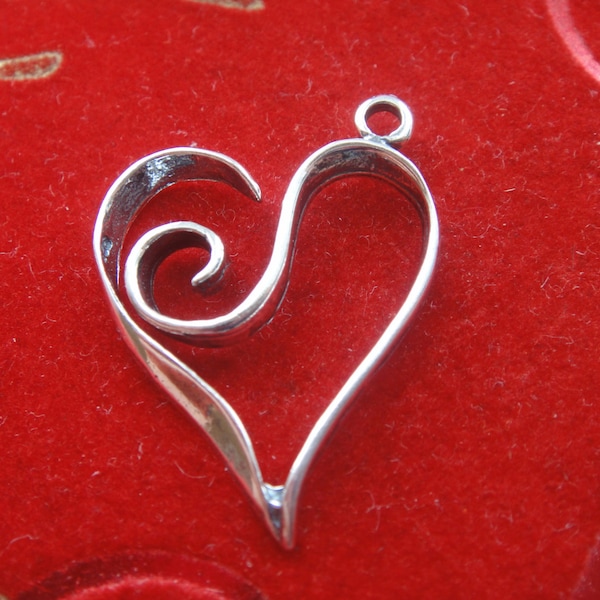 925 sterling silver heart charm, silver heart, heart, sterling silver large heart, silver heart, heart, silver large heart, heart pendant