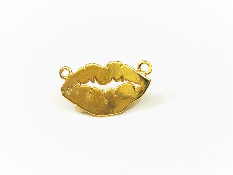 2PC shiny gold lips spacer Vermeil hugs and kisses 18k gold over 925 sterling silver XOXO Kiss Mark Lips Connector Charm